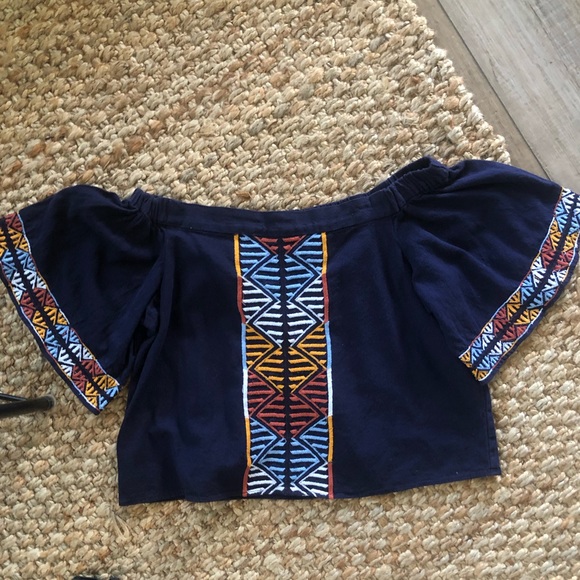Piper by Townsen Boho Embroidered Off the Shoulder Top |Size XS  - Trapeze - Picture 2 of 6